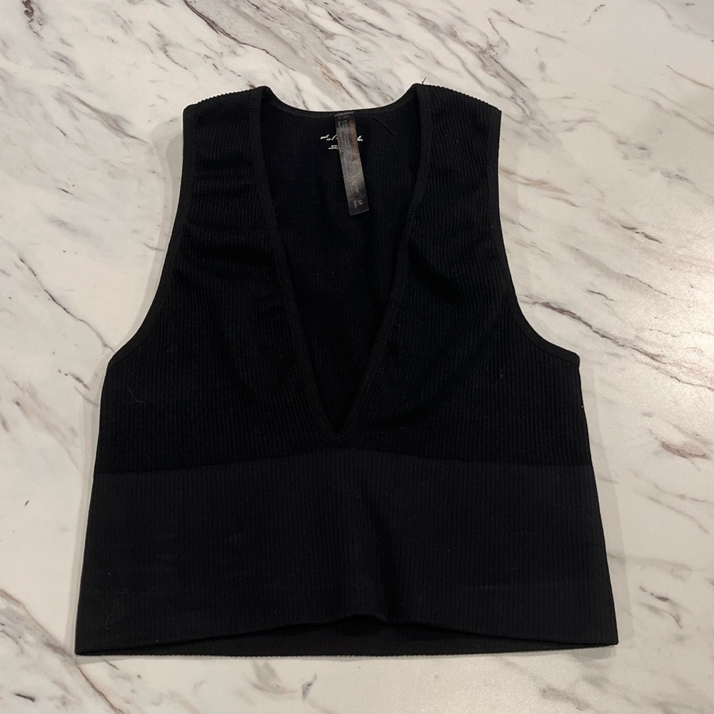 3/$25 BDG Urban Outfitters Josie Ribbed Crop Top Black Size Small - Picture 1 of 5